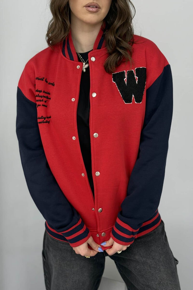 W LETTER WRITTINGS FLUFFY WOMEN JACKET RED/E KUQE - 2