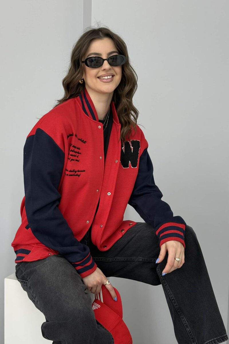 W LETTER WRITTINGS FLUFFY WOMEN JACKET RED/E KUQE - 3