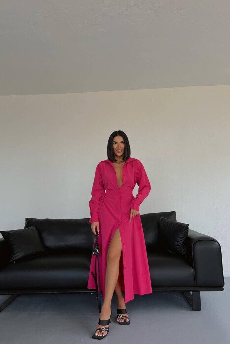 WAIST SHOWING WOMAN DRESS FUCHSIA/CIKLAMI - KLAUDIO FASHION