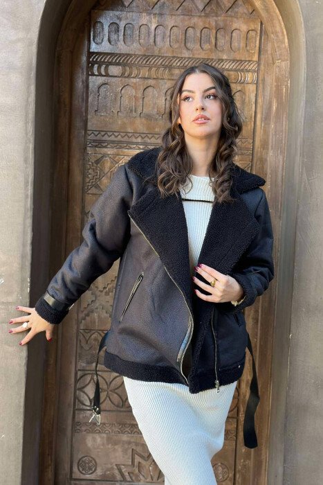BELTED WOMEN JACKET BLACK/ E ZEZE 