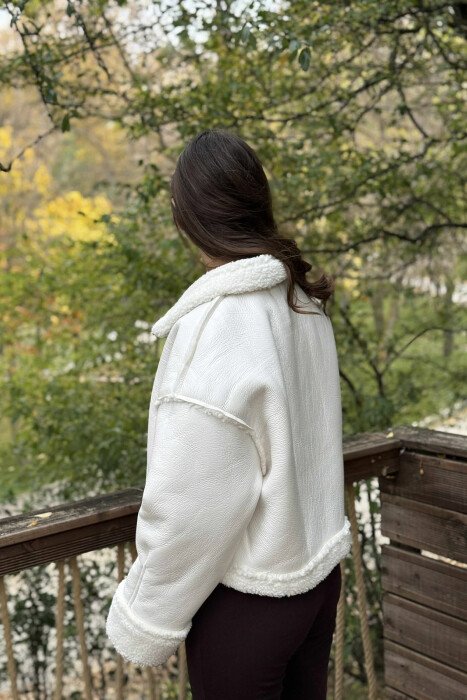 WARM WOOL DESIGN WOMEN JACKET WHITE-E BARDHE - 3