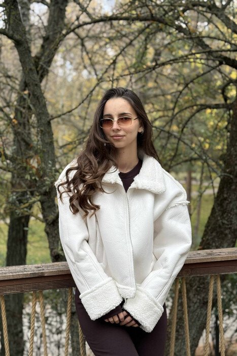 WARM WOOL DESIGN WOMEN JACKET WHITE-E BARDHE - 7