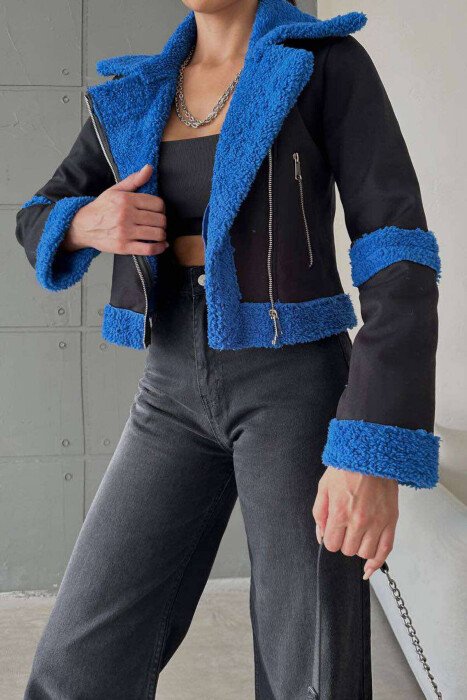 WARM ZIPPER WOMEN JACKET BLACK-BLUE/ZEBL 