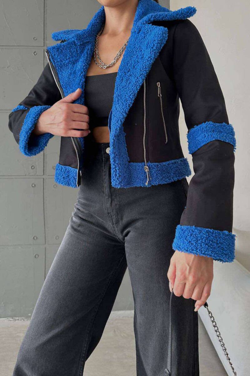 WARM ZIPPER WOMEN JACKET BLACK-BLUE/ZEBL - 1