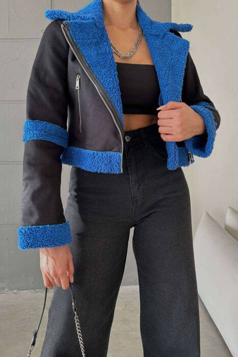 WARM ZIPPER WOMEN JACKET BLACK-BLUE/ZEBL - 3