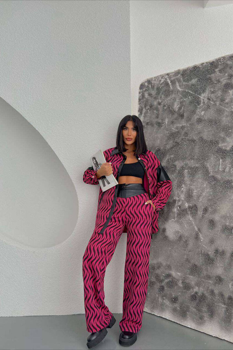 WAVY PATTERN SHIRT+TROUSSERS WOMAN SET FUCHSIA/CIKLAMI - 1
