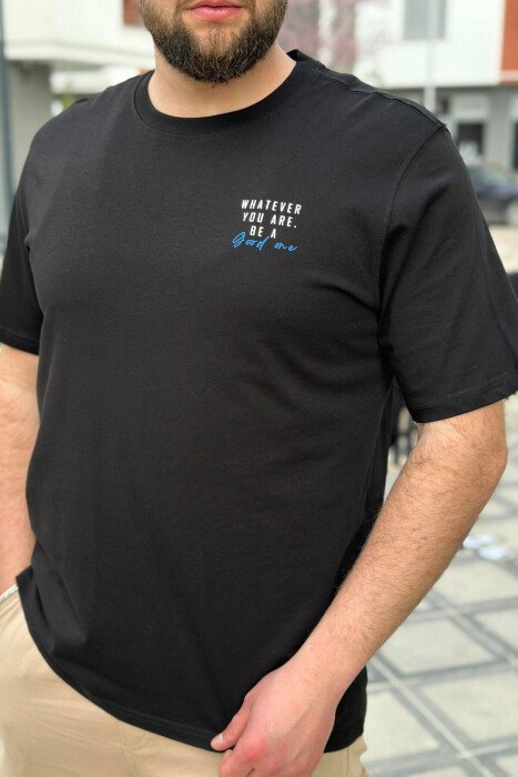 WHATEVER YOU ARE, BE A ROUND NECK MEN T-SHIRT BLACK/ E ZEZE - KLAUDIO FASHION