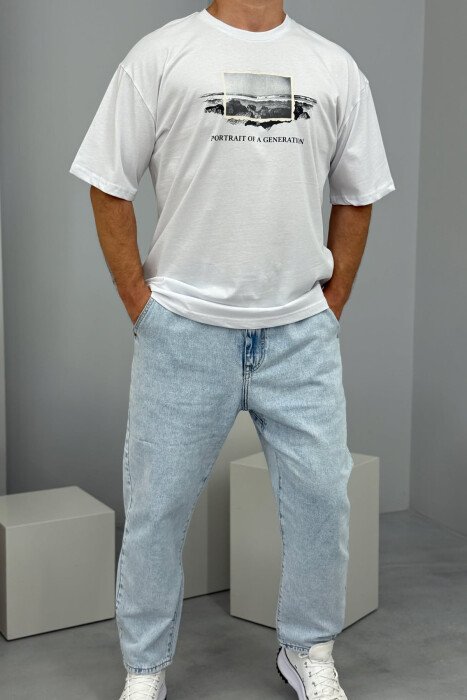 FRONT IMAGE SIMPLE MEN T-SHIRT WHITE-E BARDHE - 1