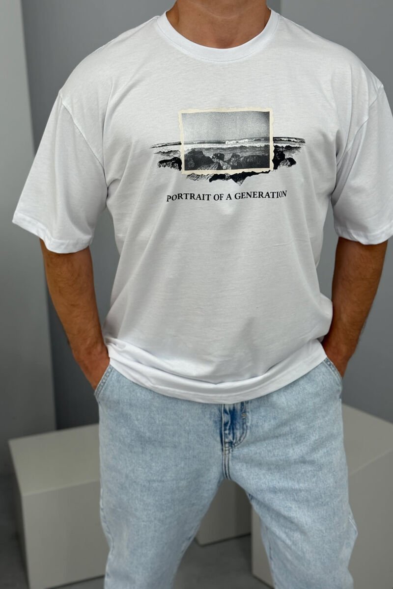 FRONT IMAGE SIMPLE MEN T-SHIRT WHITE-E BARDHE - 2