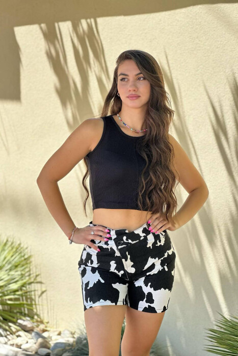 WHITE PATTERN WOMAN SHORTS BLACK/ E ZEZE - 2
