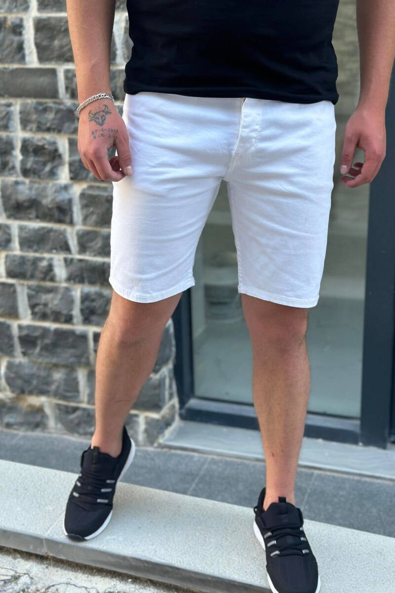 WHITE SHORTS MAN JEANS WHITE-E BARDHE - 1