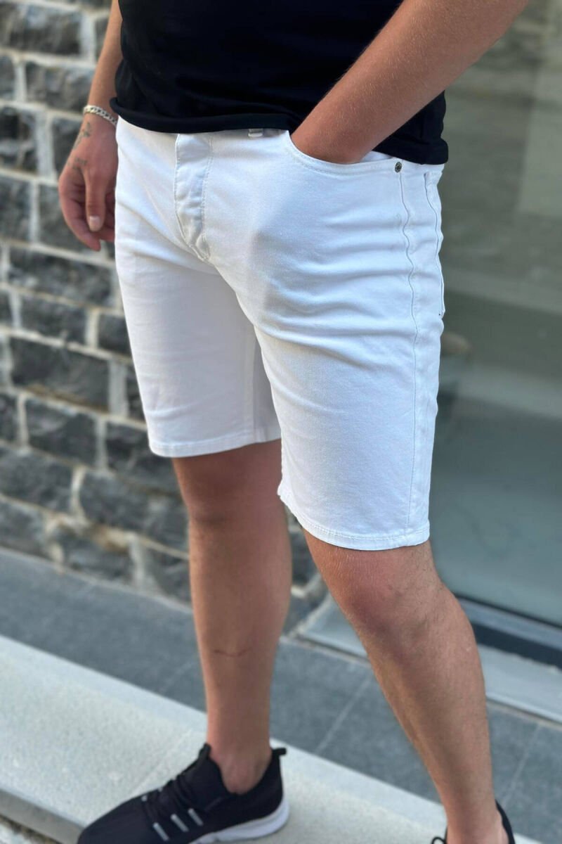 WHITE SHORTS MAN JEANS WHITE-E BARDHE - 3