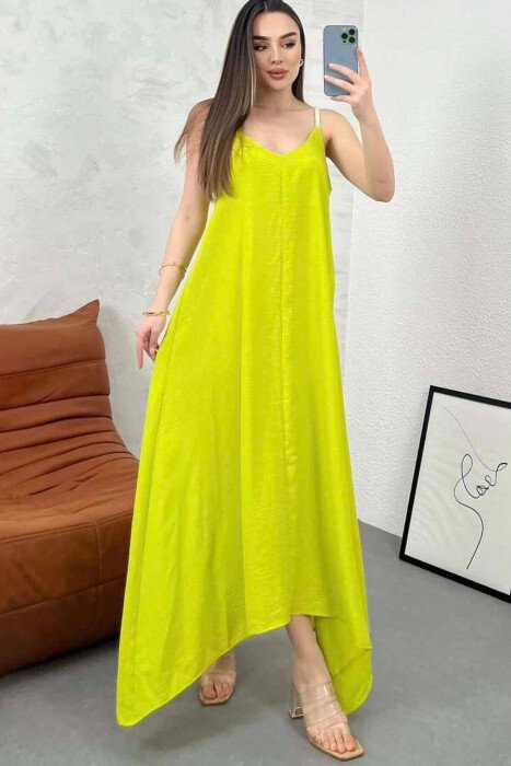 WIDE END ONE COLOR WOMEN DRESS LIGHT GREEN/JEZB - 1