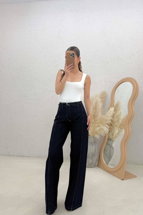 XHINSE TE GJERA ME DETAJIN E RRIPIT PER FEMRA NE NGJYRE BLU TE ERRET - KLAUDIO FASHION