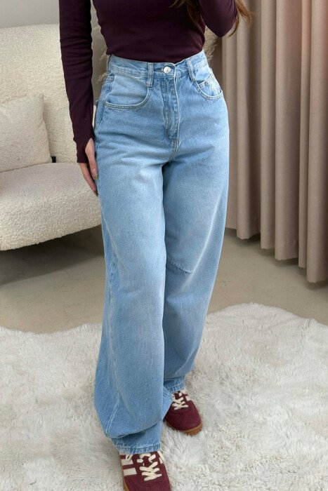 WIDE LEG BELTED WOMEN JEANS BEAUBLUE/BBL - 1