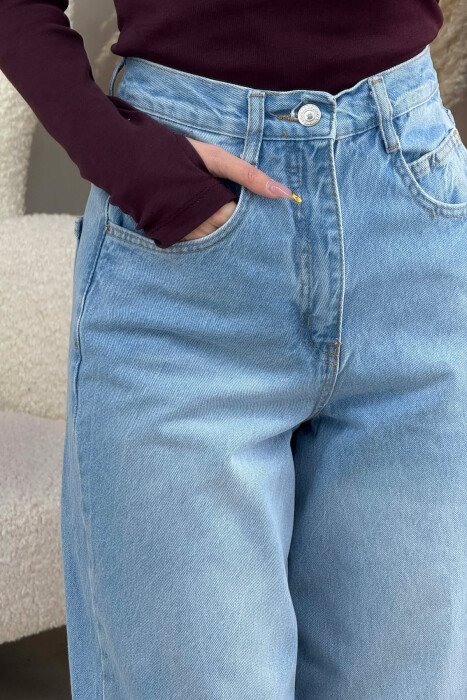 WIDE LEG BELTED WOMEN JEANS BEAUBLUE/BBL - 4