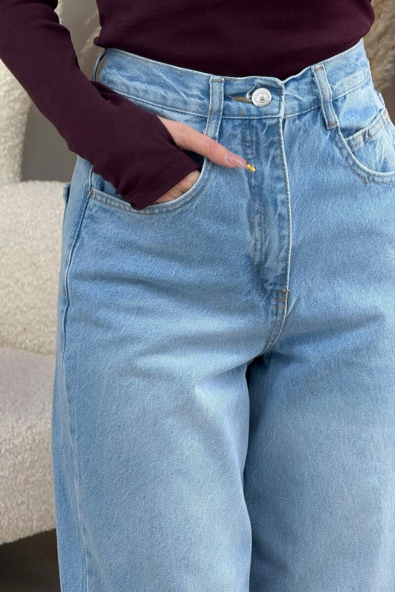 WIDE LEG BELTED WOMEN JEANS BEAUBLUE/BBL - 4
