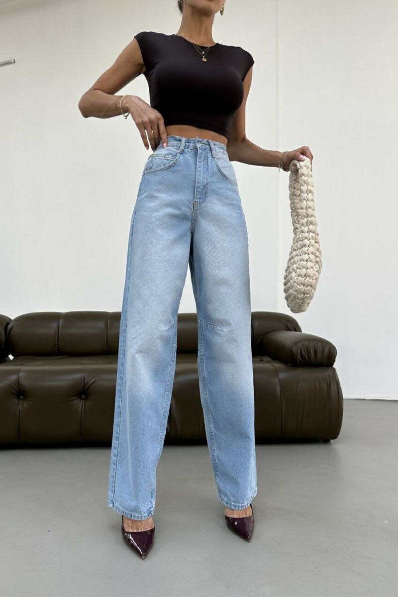 WIDE LEG BELTED WOMEN JEANS BEAUBLUE/BBL - 6
