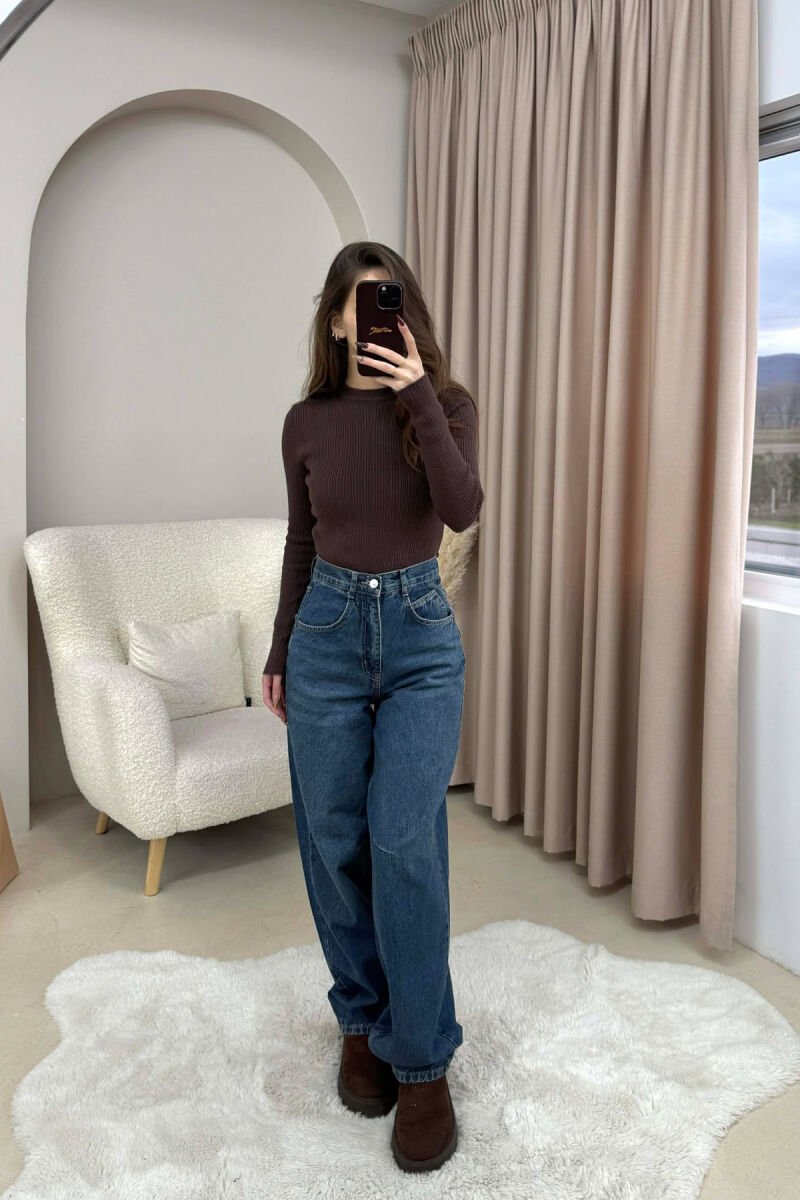 WIDE LEG BELTED WOMEN JEANS BLUE/BLU - 2