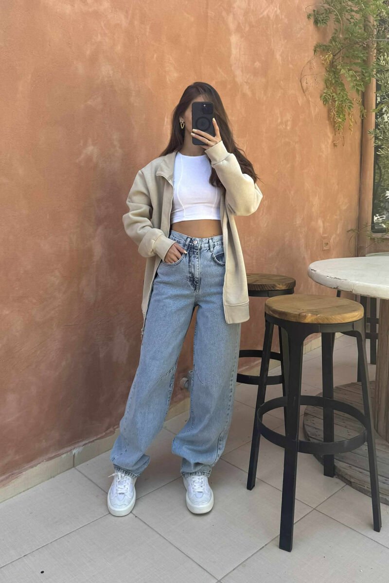 WIDE LEG BELTED WOMEN JEANS LIGHTBLUE/BZ - 1