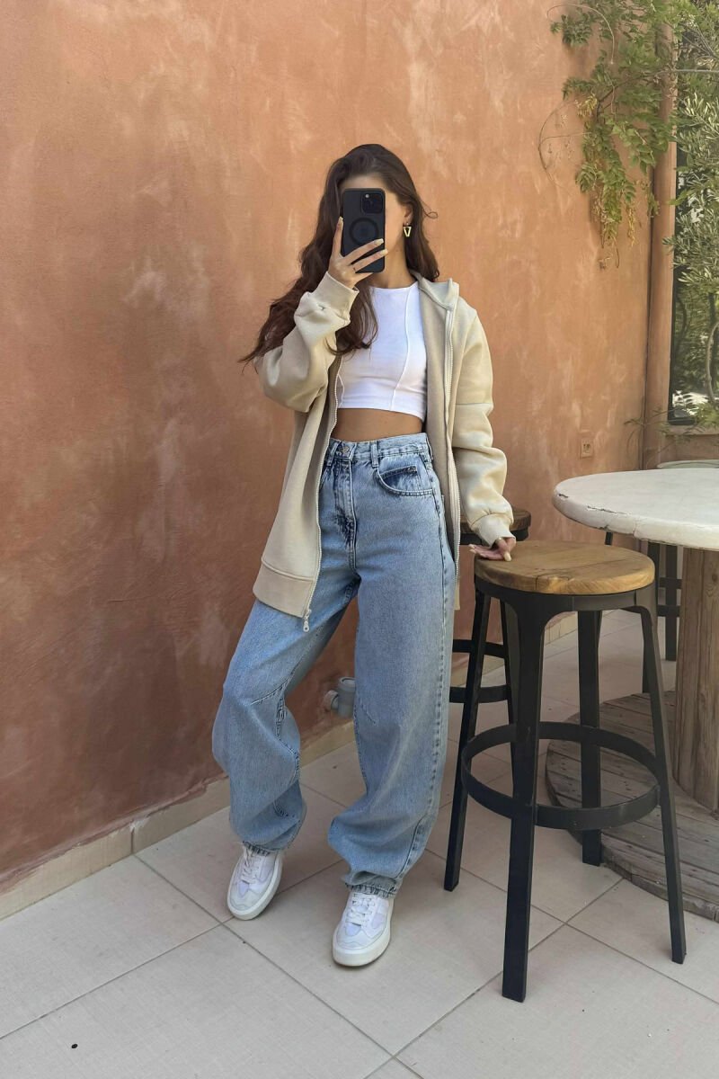 WIDE LEG BELTED WOMEN JEANS LIGHTBLUE/BZ - 2