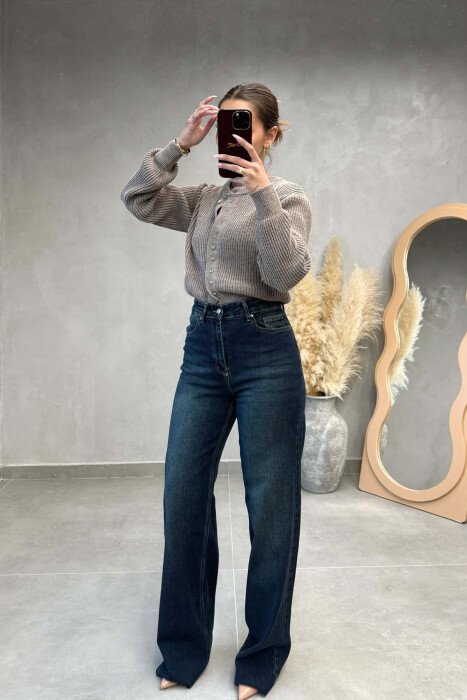WIDE LEG CUTTED EDGES WOMAN JEANS BLUE/BLU - 1