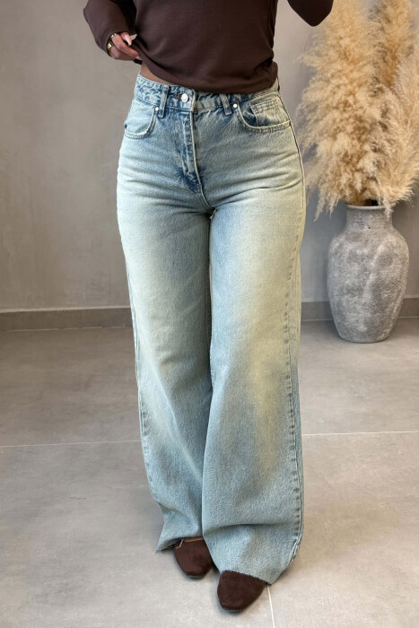 WIDE LEG CUTTED EDGES WOMAN JEANS LIGHTBLUE/BZ - 4
