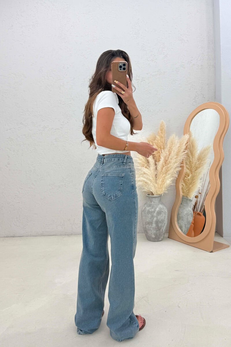 WIDE LEG CUTTED EDGES WOMAN JEANS LIGHTBLUE/BZ - 3
