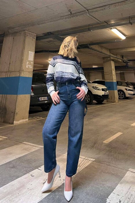 WIDE LEG DENIM WOMEN JEANS BLUE/BLU - KLAUDIO FASHION