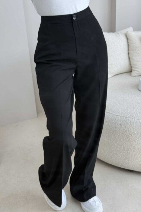 WIDE LEG ONE COLOR WOMEN TROUSERS BLACK/ E ZEZE - 4