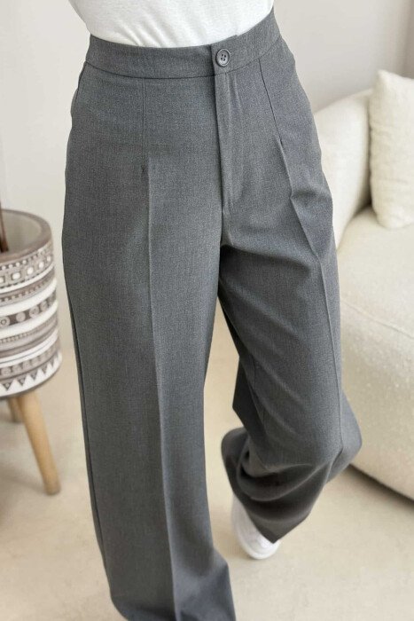 WIDE LEG ONE COLOR WOMEN TROUSERS DARK GREY/GEE - 4