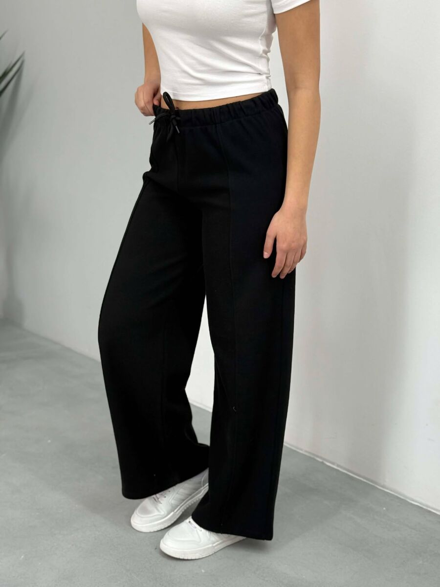 WIDE LEG ONE COLOR SIMPLE WOMEN SWEATPANTS BLACK/ E ZEZE - 3