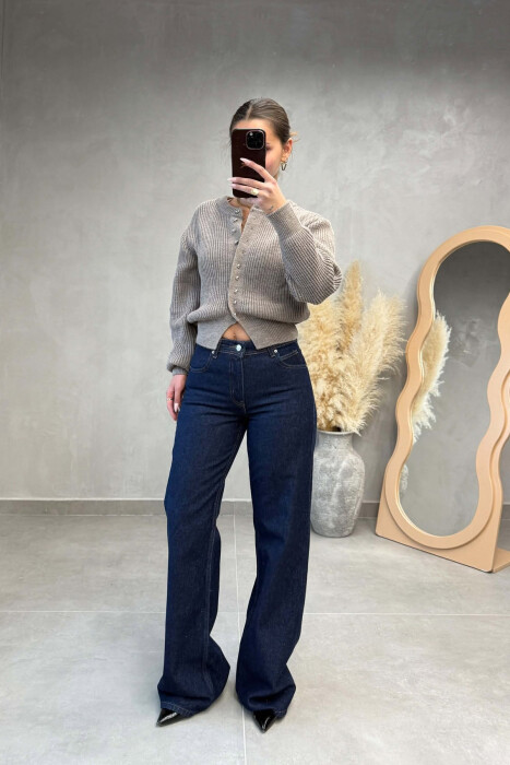 WIDE LEG ONE COLOR WOMAN JEANS BLUE/BLU - KLAUDIO FASHION