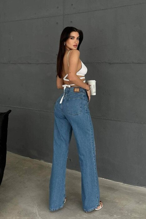 WIDE LEG ONE COLOR WOMAN JEANS BLUE/BLU - 2