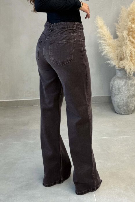 WIDE LEG ONE COLOR WOMAN JEANS BROWN/KAFE - 3