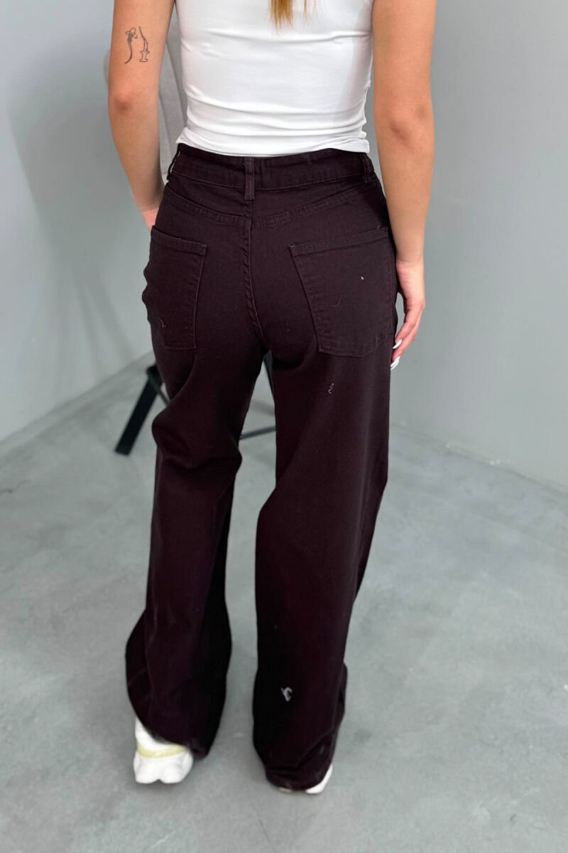 WIDE LEG ONE COLOR WOMAN JEANS DARK BROWN/KAE - 4