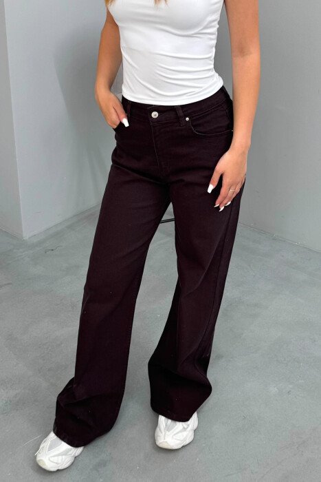 WIDE LEG ONE COLOR WOMAN JEANS DARK BROWN/KAE - 6