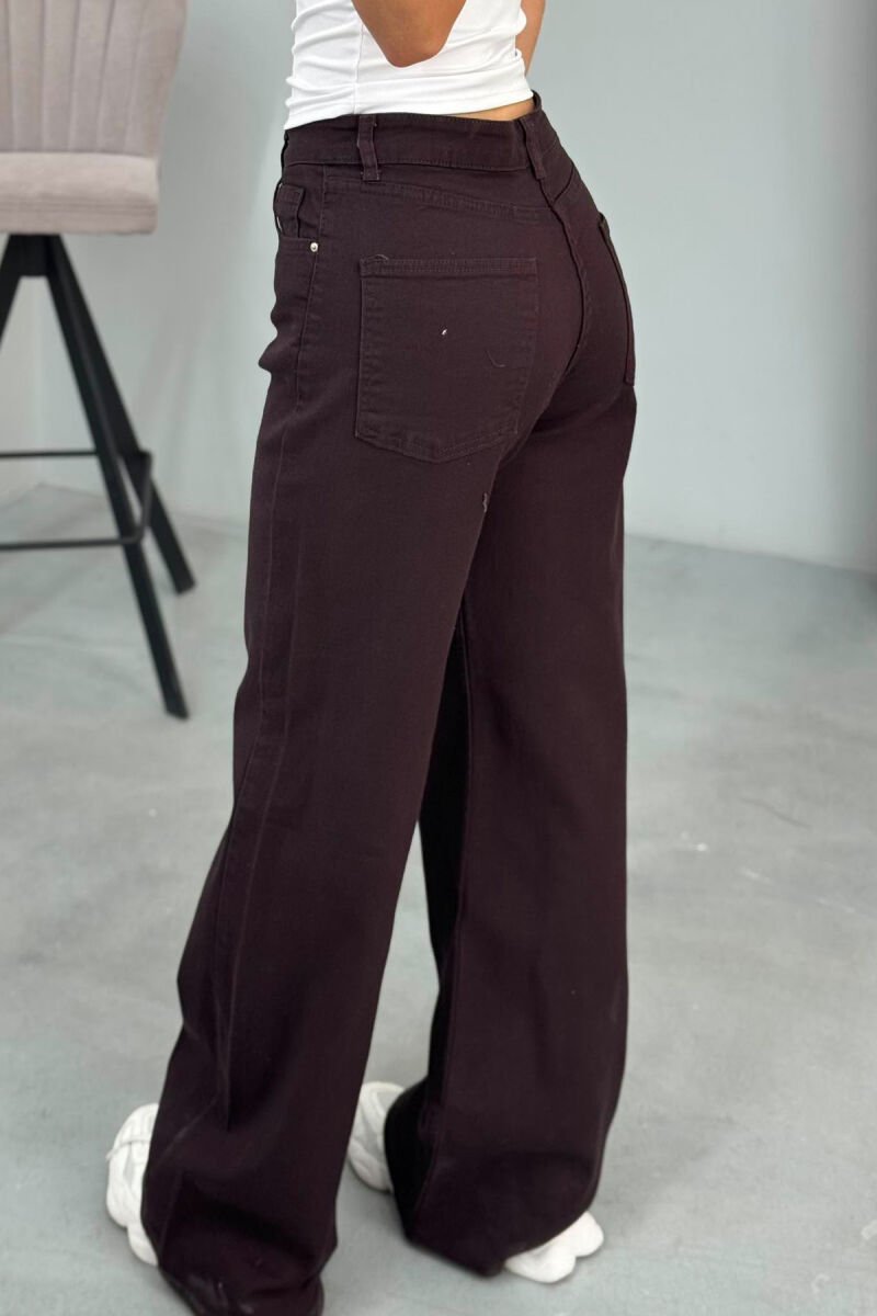 WIDE LEG ONE COLOR WOMAN JEANS DARK BROWN/KAE - 7
