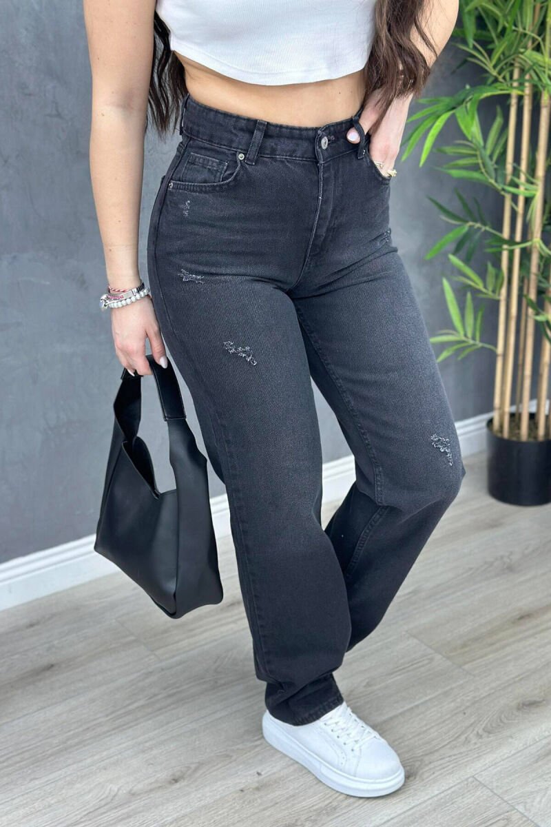 WIDE LEG ONE COLOR WOMAN JEANS DARK GREY/GEE - 1