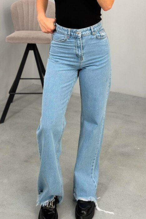 WIDE LEG ONE COLOR WOMAN JEANS LIGHTBLUE/BZ - 1