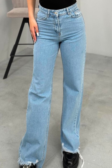 WIDE LEG ONE COLOR WOMAN JEANS LIGHTBLUE/BZ - 2