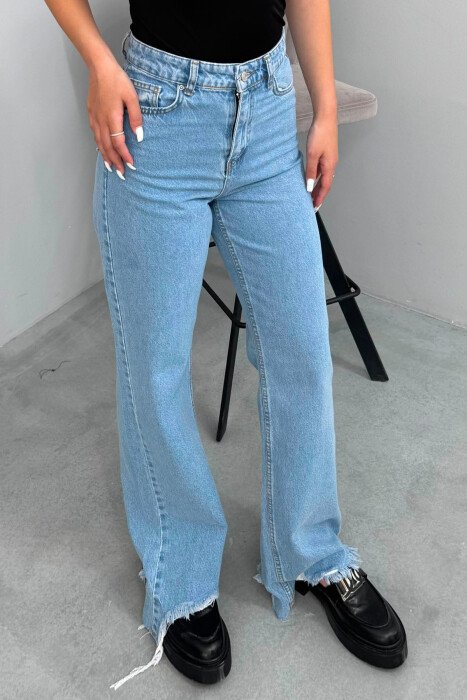 WIDE LEG ONE COLOR WOMAN JEANS LIGHTBLUE/BZ - 6