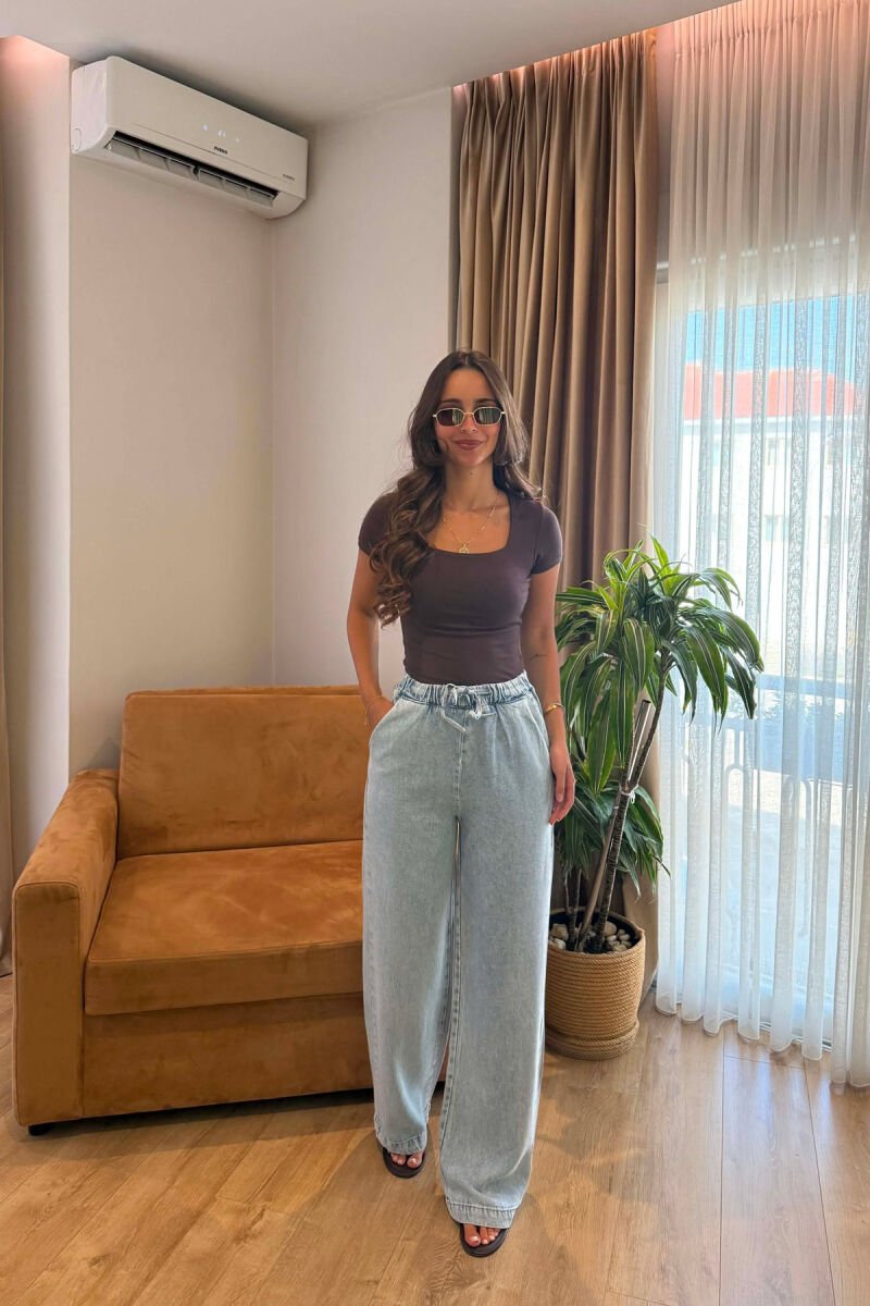WIDE LEG ONE COLOR WOMAN JEANS LIGHTBLUE/BZ - 2