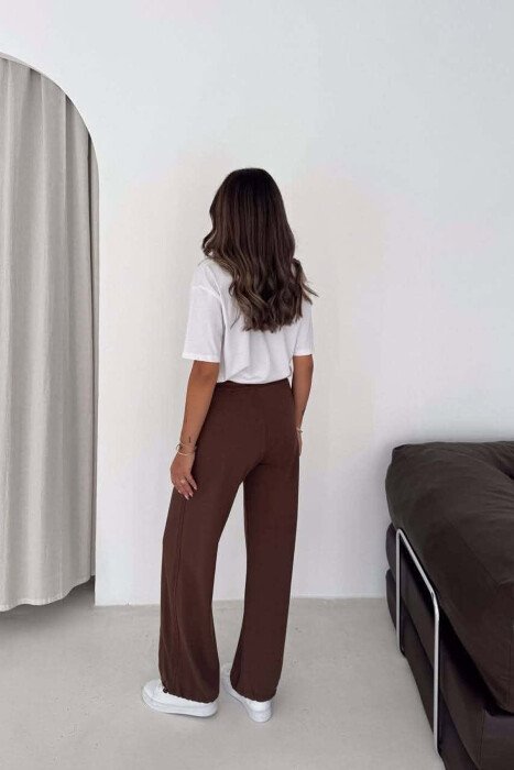 WIDE LEG ONE COLOR WOMAN SWEATPANTS BROWN/KAFE - 2