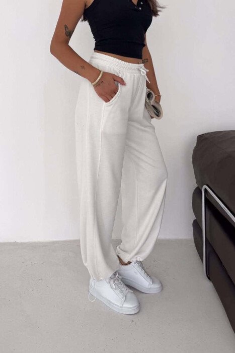 WIDE LEG ONE COLOR WOMAN SWEATPANTS WHITE-E BARDHE - 2