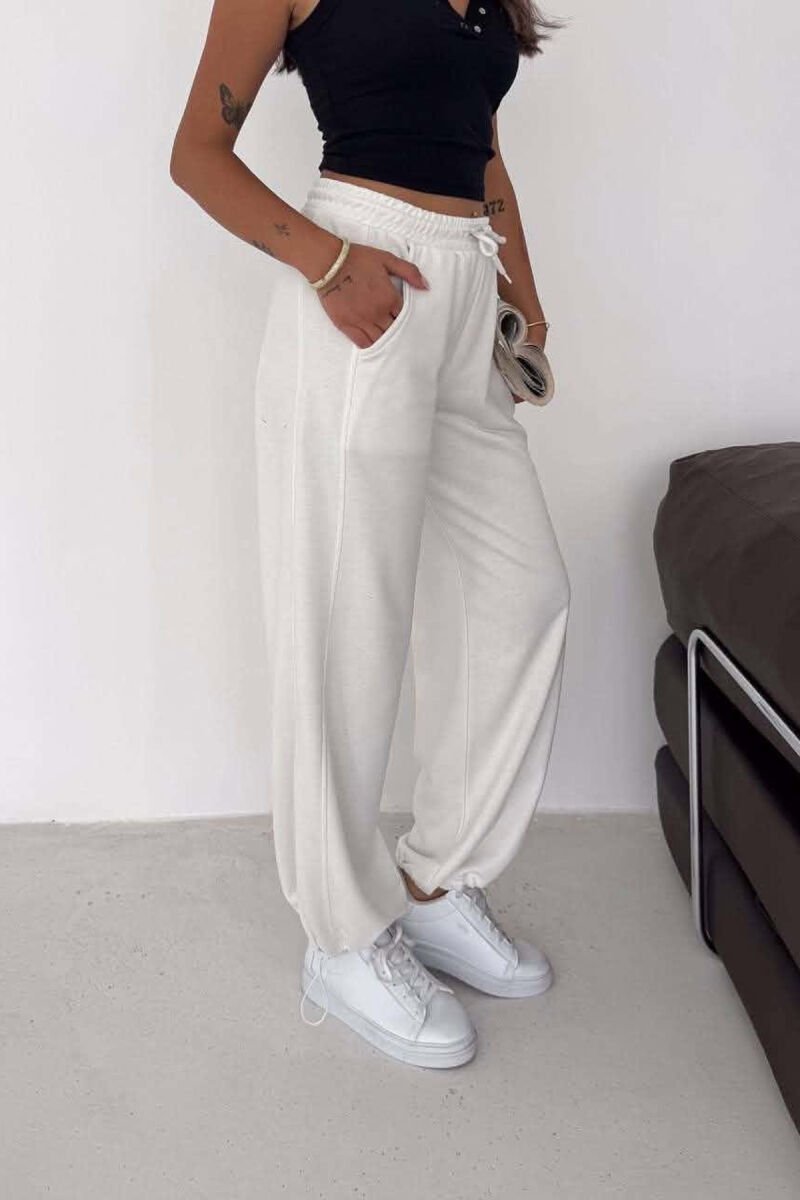 WIDE LEG ONE COLOR WOMAN SWEATPANTS WHITE-E BARDHE - 2