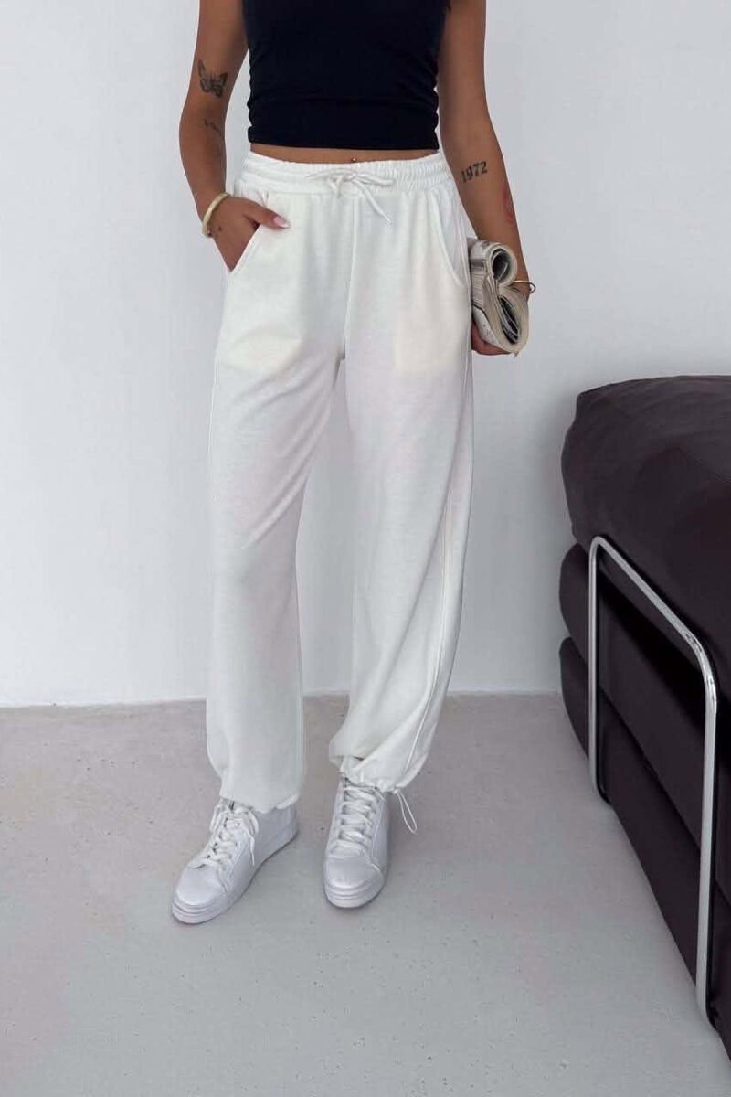 WIDE LEG ONE COLOR WOMAN SWEATPANTS WHITE-E BARDHE - 3