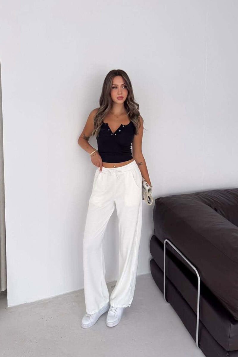 WIDE LEG ONE COLOR WOMAN SWEATPANTS WHITE-E BARDHE - 1
