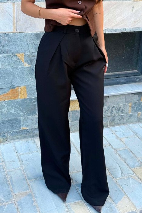 WIDE LEG ONE COLOR WOMAN TROUSERS BLACK/ E ZEZE - 3