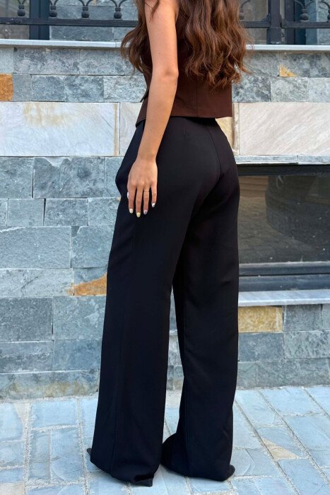 WIDE LEG ONE COLOR WOMAN TROUSERS BLACK/ E ZEZE - 4